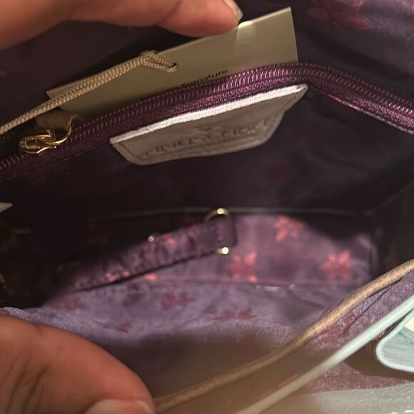 Anuschka Painted Sloth Jungle Print Front Flap Messenger Bag Blue Leather NWT - Picture 6 of 15